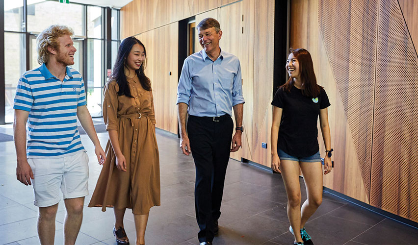Ken Hinchcliff with Trinity College students