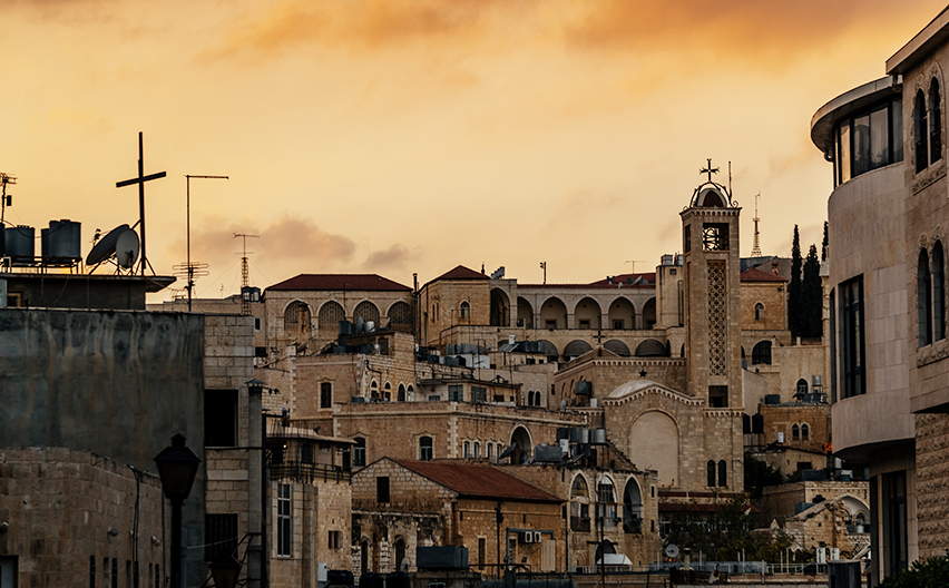 Bethlehem city with yellow sky