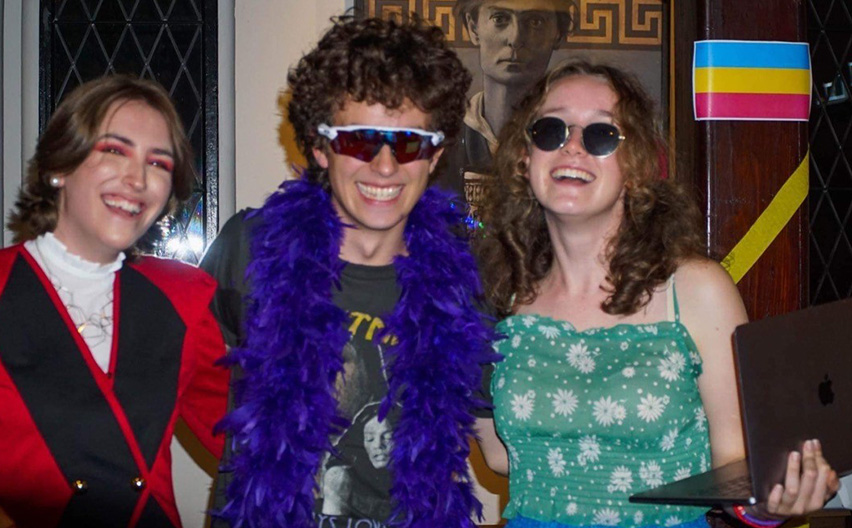 Stella Mackenzie with friends at a dress-up party