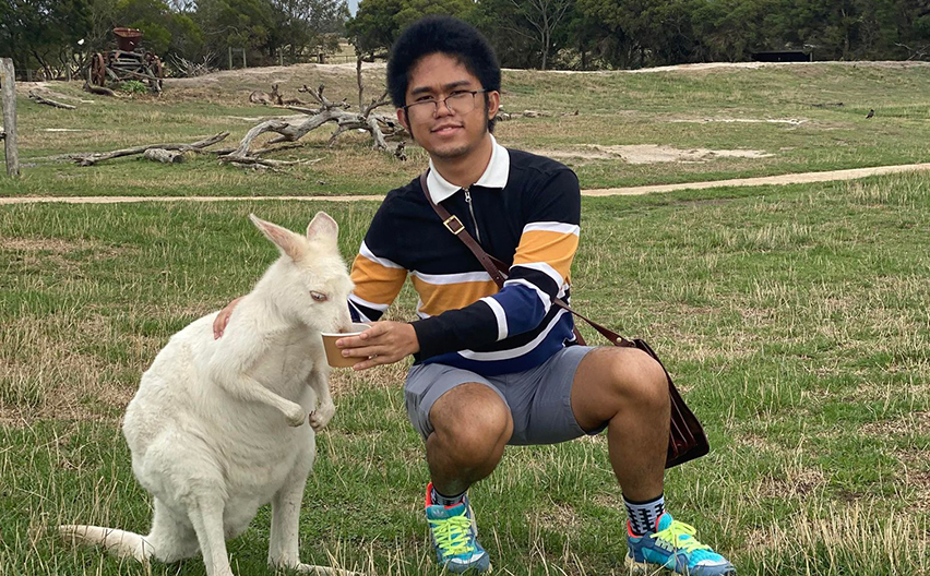 Jude with a kangaroo