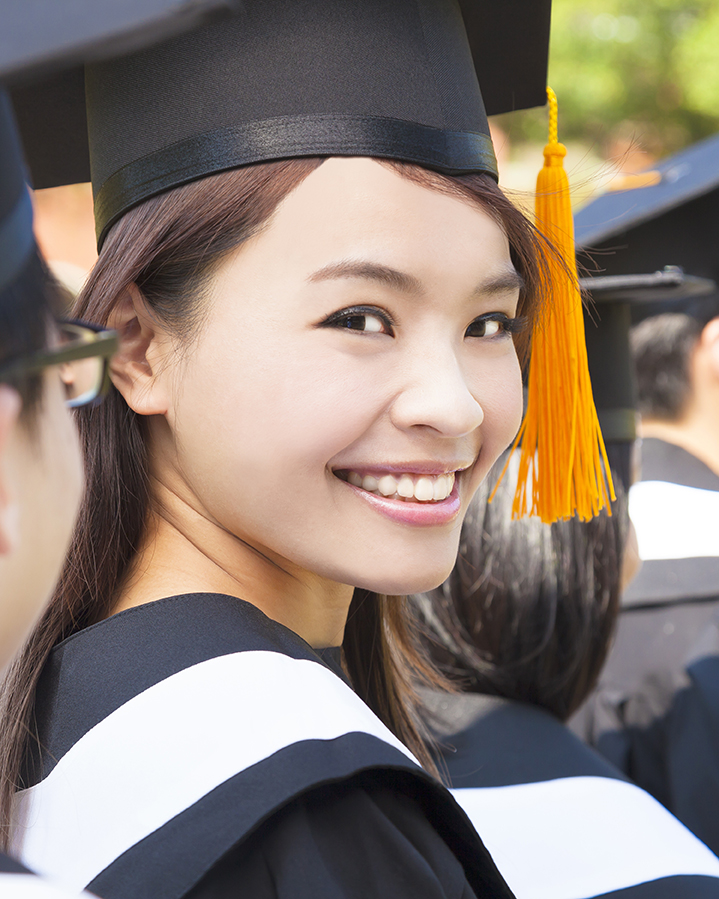 Student in cap and gown