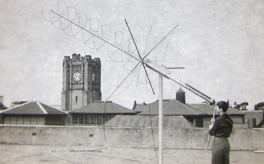 Steve Howard pointing antenna towards a satellite