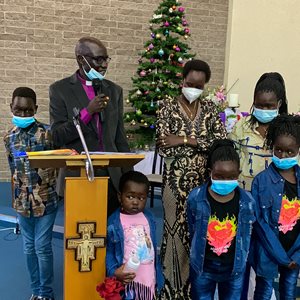 Bishop Jacob with his wife and children