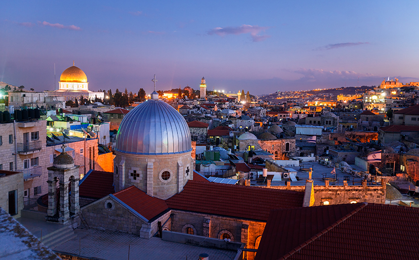 Old city Jerusalem at night