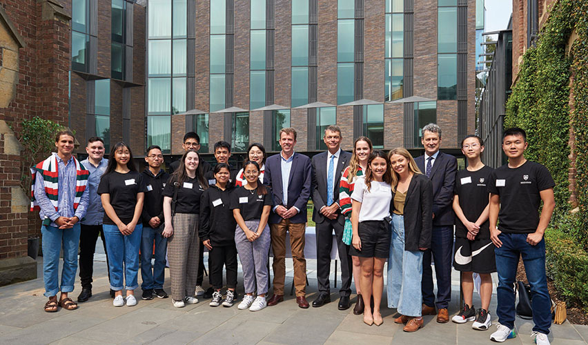 Minister Dan Tehan with Trinity students