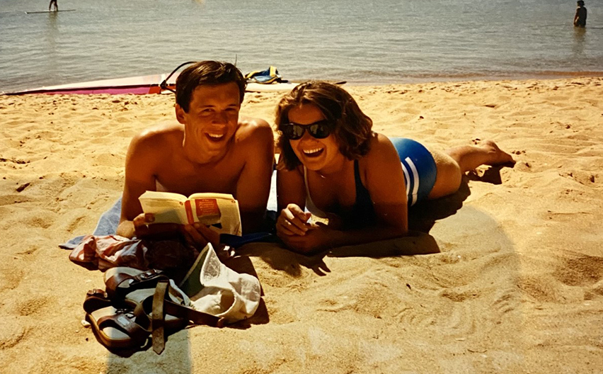 Tim and Anni lying on the beach in Mt Martha