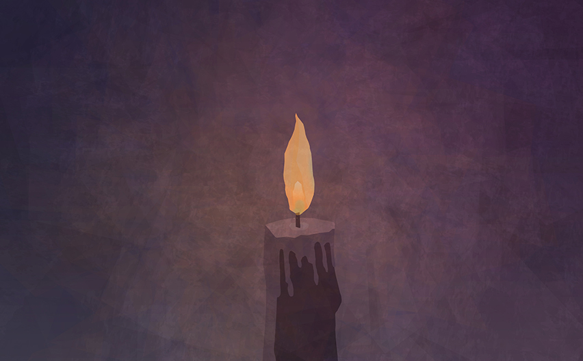 Tenebrae, drawing of a lone candle in dark