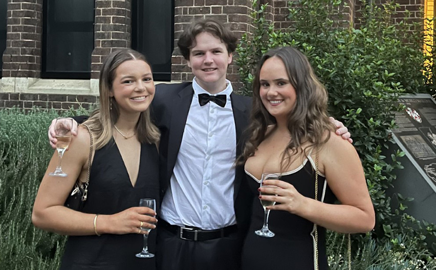 Edwina Crozier with her friends at Trinity College