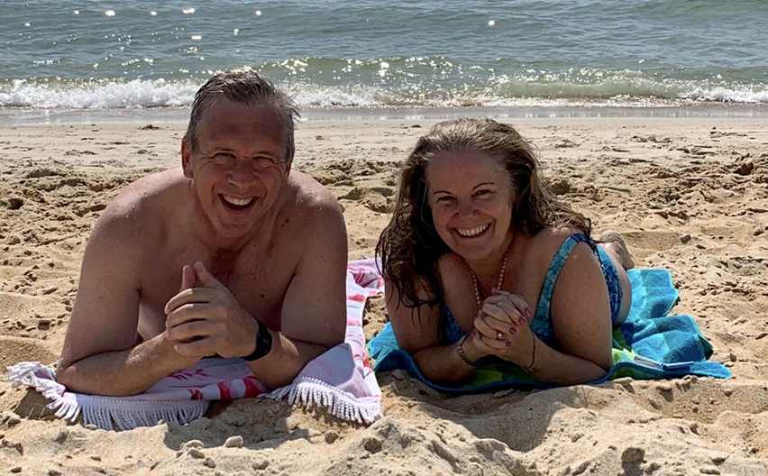 Tim and Anni lying on the beach in Mt Martha