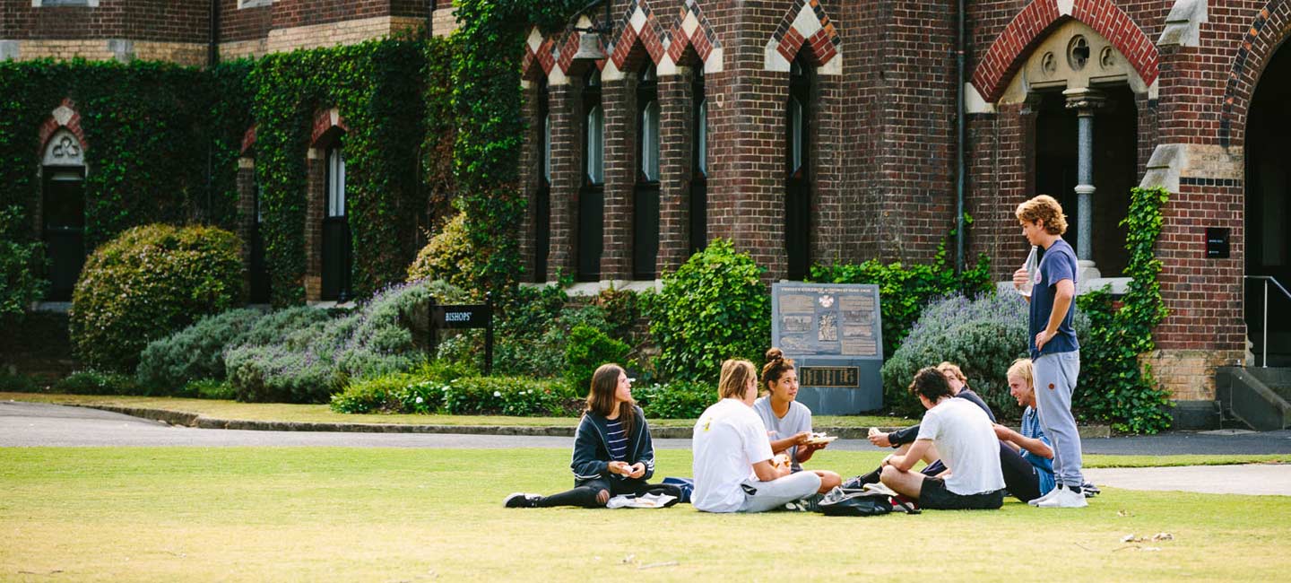 Students talking on a beautiful day