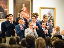 The Trinity Tiger Tones performing in the dining hall.
